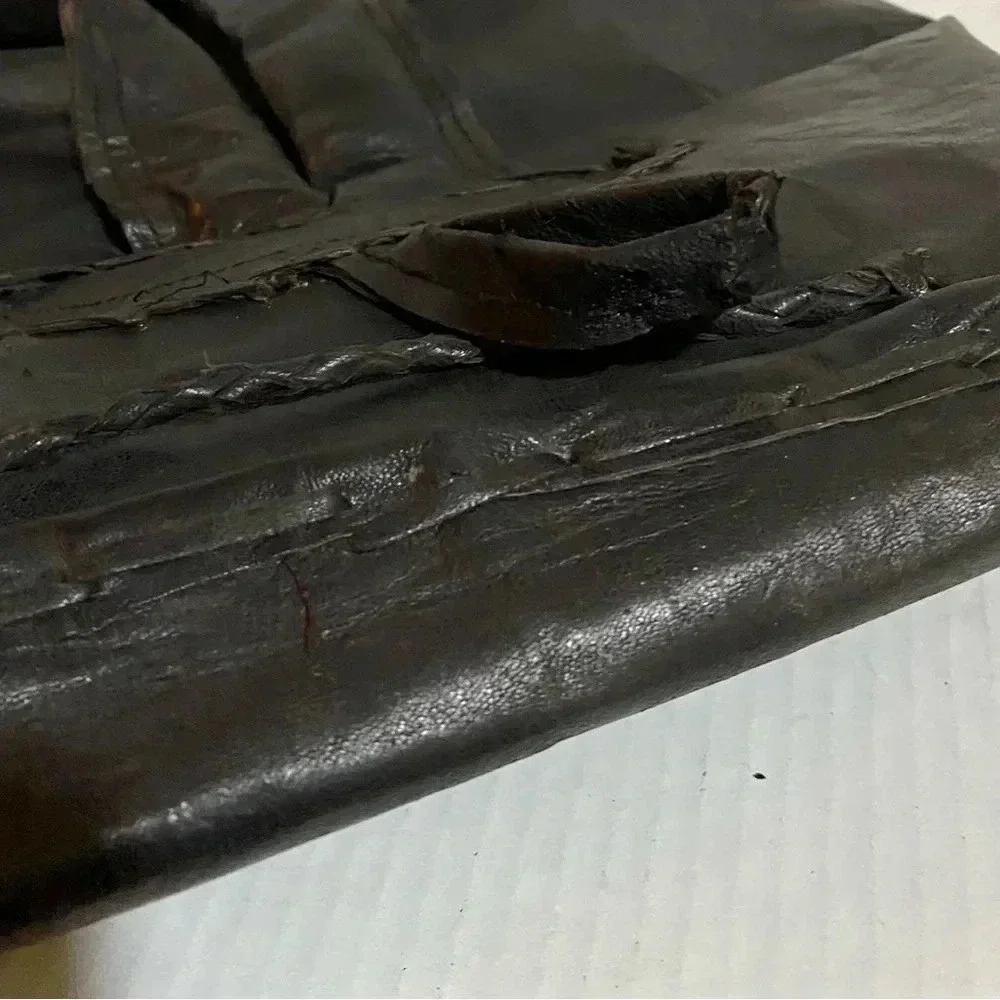 Handcrafted African unisex black leather backpack